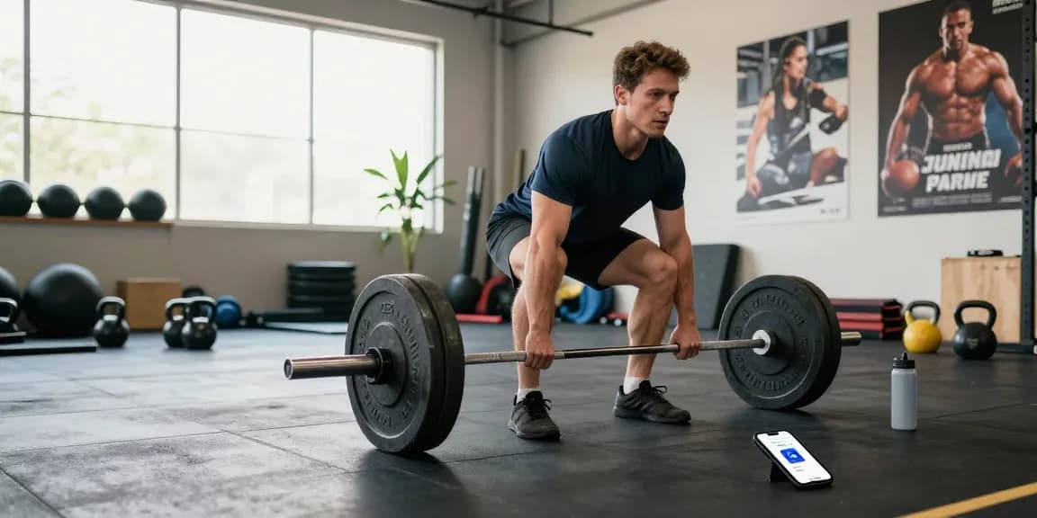 Global Pharma Steroids im Fitnessstudio, Athlet bei schwerem Heben, motivierende Umgebung.