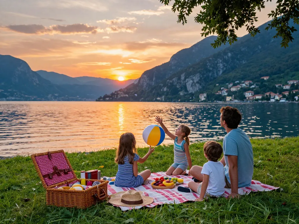 Familienurlaub mit Picknick am Gardasee genießen, wunderschöne Landschaften und lokale Küche erkunden.