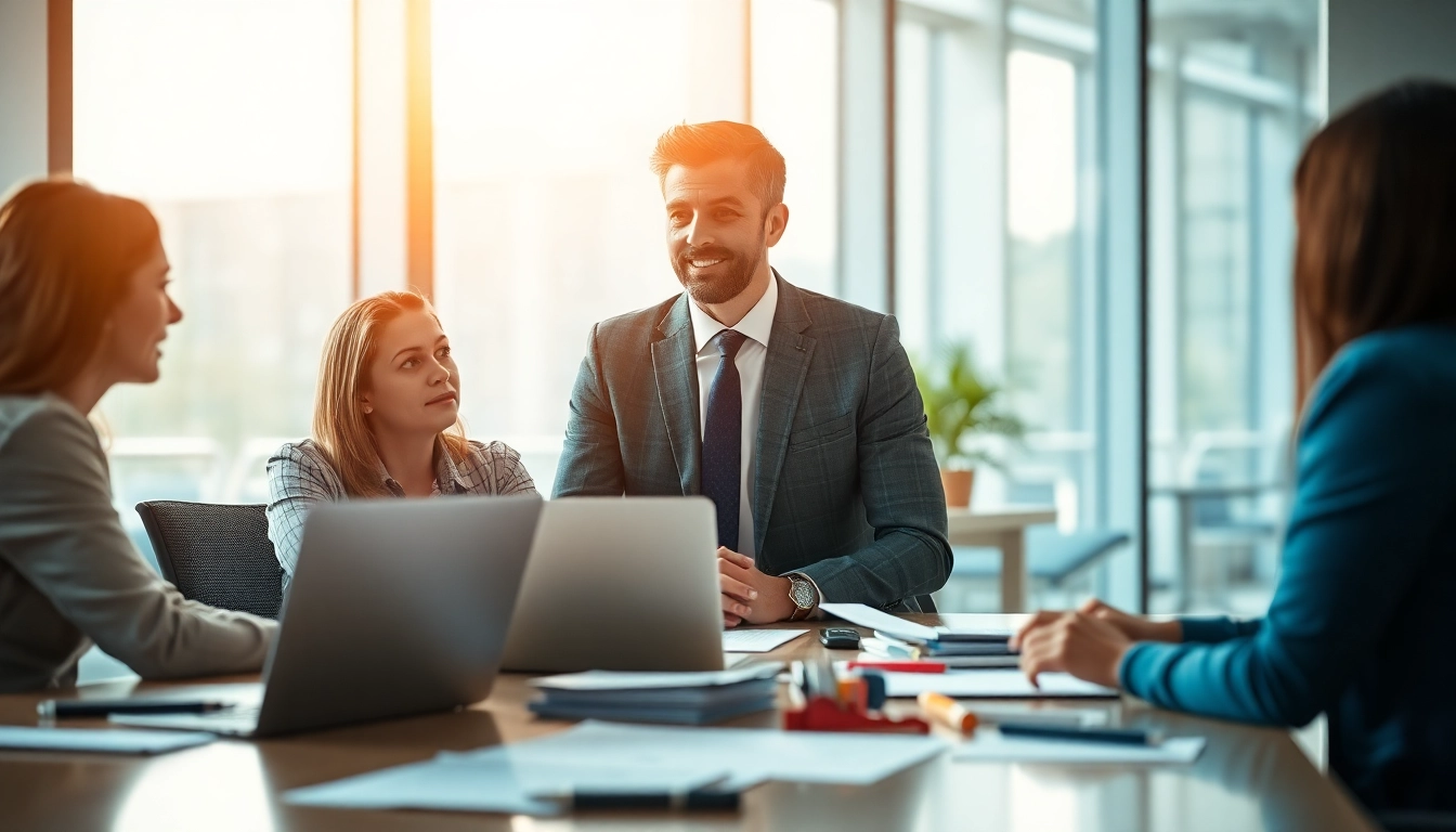 Headhunter Ingenieure beraten in einem modernen Büro über Karrieremöglichkeiten.