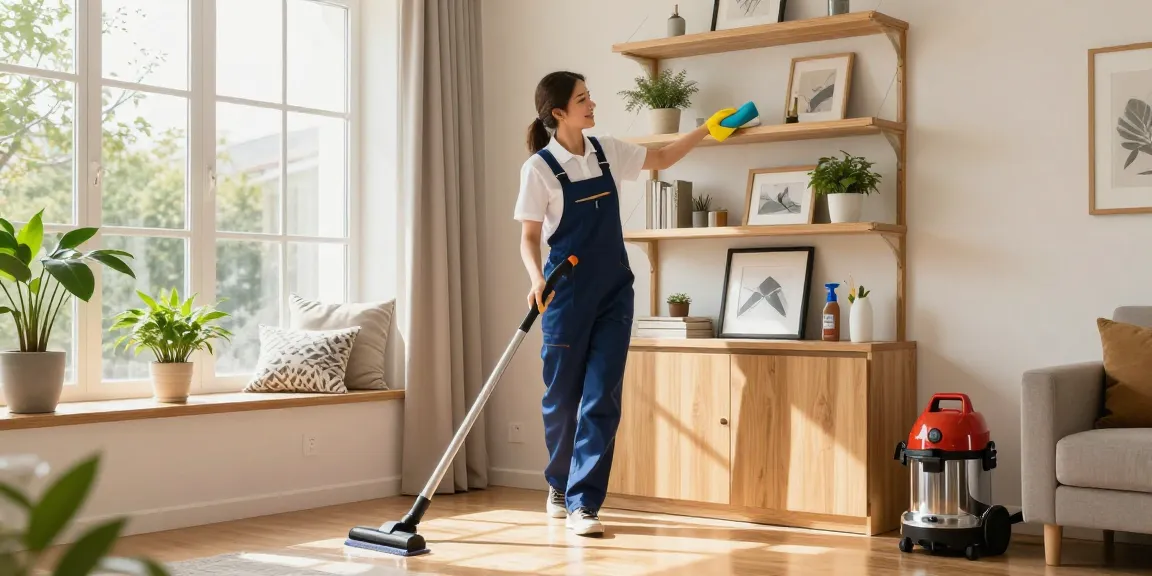 Residential cleaner performing reinigungen bern in a bright modern home, showcasing cleanliness and professionalism.