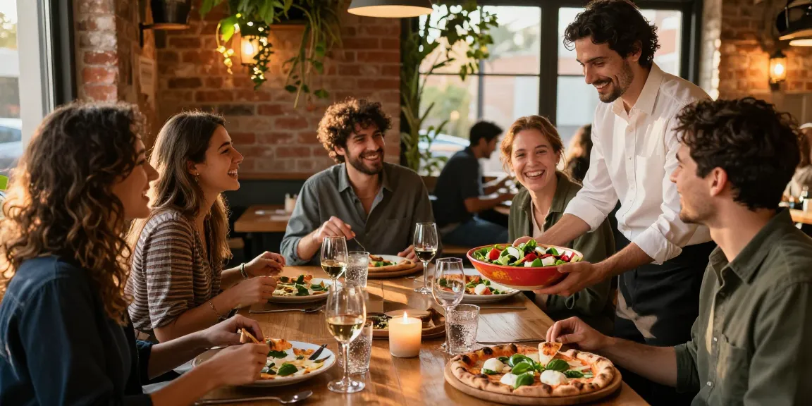 Enjoying Italian pizza at Pizzeria Madera, showcasing pg soft dining experience with friends.