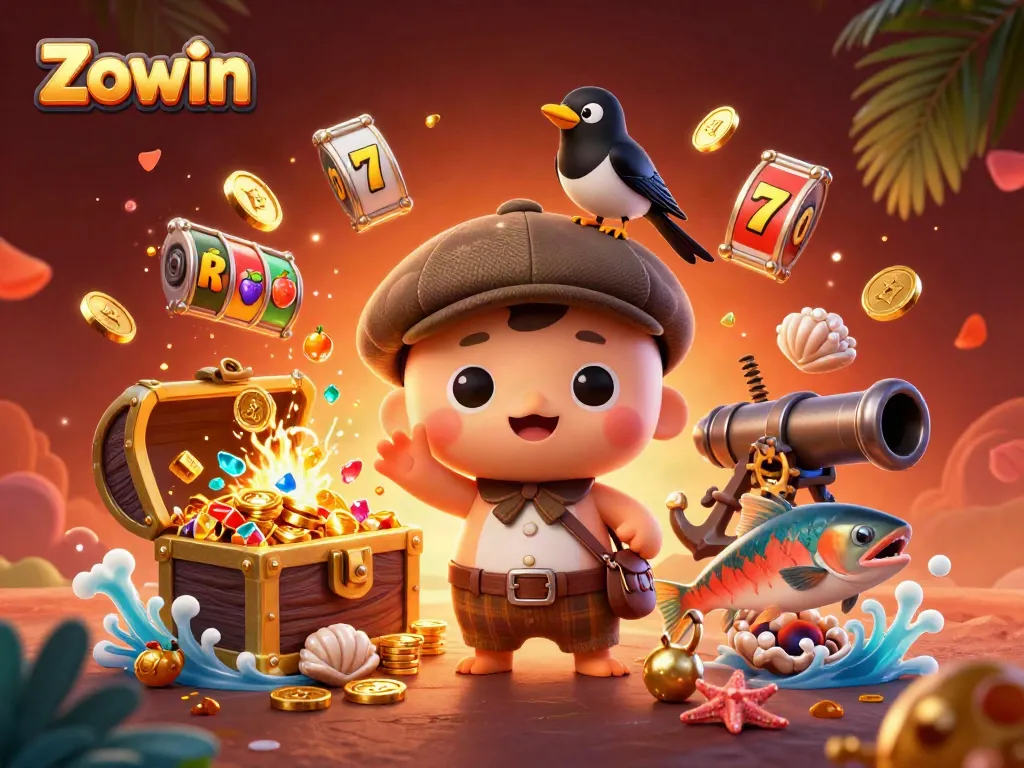Zowin brings vibrant fun with baby Nessie and treasures in a lively casino underwater scene.