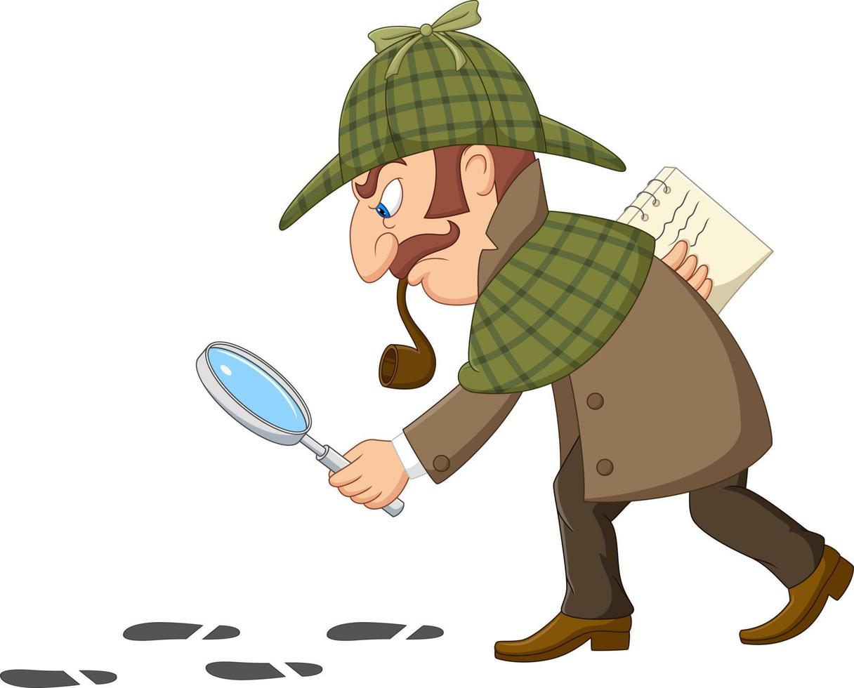 cartoon-of-a-detective-investigate-following-footprints-free-vector
