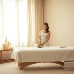 가정 마사지 준비 중인 전문 테라피스트와 함께하는 평택출장마사지 서비스의 평온한 분위기